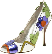 Dolce; Gabbana Multicolor Leather Floral Detail Peep Toe Pumps