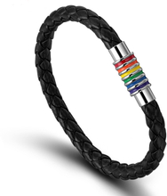 Armband "Rainbow" i läder och rostfritt stål