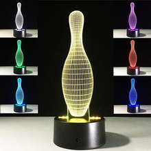 3D Bowling Illusion 7 Color Changeable Touch Switch LED Night Light Desk Lamp