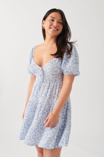 Gina Tricot - Puff sleeve mini dress - blomstrete kjoler - Blue - L - Female