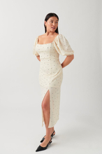 Gina Tricot - Puff sleeve midi dress - midiklänningar - White - M - Female