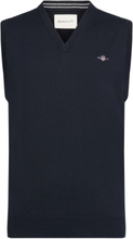 Classic Cotton Slipover Tops Knitwear Knitted Vests Navy GANT