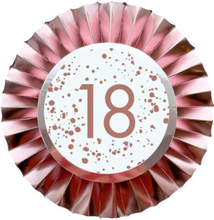 18 År - Rosegull Rosette Button/Badge 11 cm