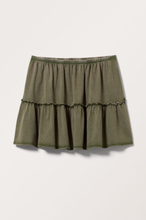 Washed Ruffled Mini Skirt - Green