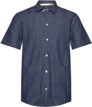 Akkurt S/S Chambray Shirt Tops Shirts Short-sleeved Blue Anerkjendt