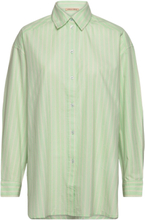 Over D Striped Cotton Shirt Tops Shirts Long-sleeved Green Stella Nova