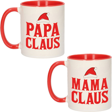 Papa en Mama Claus koffiemokken / bekers kerstcadeau vader/moeder 300 ml