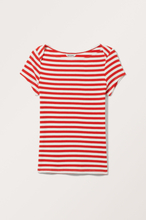 Rib Fitted Boatneck T-shirt - Red
