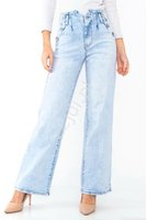 Jasno niebieskie jeansy z wysoką talią i rozszerzanymi nogawkami 3932