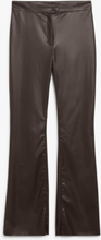 Low waist faux leather trousers - Brown