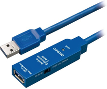 DELTACO PRIME USB 3.0-förlängningskabel, aktiv, Typ A hane - Typ A hona, 3m, blå