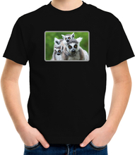 Dieren t-shirt met maki apen foto zwart voor kinderen - ringstaart maki cadeau shirt