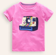 Peppiges T-Shirt mit Applikationen Mädchen Boden, Erdbeereis Polaroid