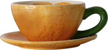 Byon - Mandarie kopp med fat 5,5x13,5x7 cm oransje/grønn