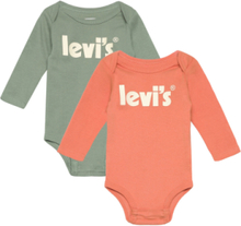 Levi's® Poster Logo Long Sleeve Bodysuit 2-Pack Bodies Long-sleeved Multi/patterned Levi's