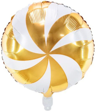 Rund Hvit og Gull Folieballong 35 cm