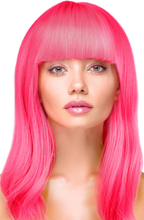 Party Wig Long Straight Hair Neon Pink Parukk