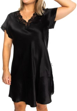 Lady Avenue Pure Silk Nightgown With Lace Svart silke Small Dame