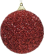 10x Kerst rode glitter kralen kerstballen 8 cm kunststof