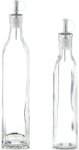 2x Glazen azijn/olie flessen met schenktuit 270 ml en 500 ml
