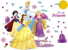 Prinsesse wallsticker med Snehvide, Askepot, Bell og Rapunzel.