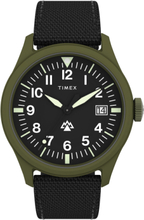 Expedition North Traprock 43Mm Green Case Black Dial Black Rpet Fabric Strap Accessories Watches Analog Watches Black Timex