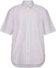 Rel Heritage Poplin Stripe Ss Shrt Tops Shirts Short-sleeved White GANT