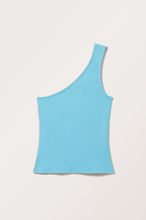 One-shoulder Fitted Tank Top - Turquoise