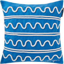 Rope Wave Recycled Cotton Canvas Pillow Cover Home Textiles Cushions & Blankets Cushion Covers Blue Lexington Home