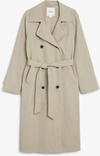 Double-breasted mid length trench coat - Beige