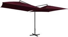 Dubbelt parasoll med stålstång 250x250 cm vinröd