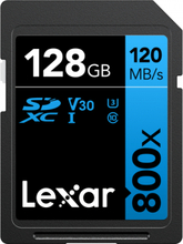 Lexar Professional 800x SDXC UHS-I cards, C10 V30 U3, R120/45MB 128GB