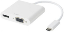 Adapter DELTACO HDMI/VGA/ljud/USB-C vit