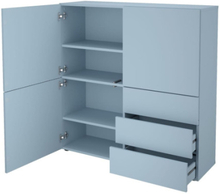 FMD Skåp med 3 lådor och 3 dörrar 99x31,5x101,2 cm blå