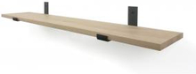 Eiken 18mm wandplank recht 100 x 20 cm met industriele plankdragers