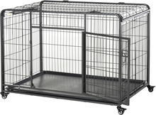 Kennel gabbia per cani pieghevole con ruote e freno e fondo rimovibile grigio