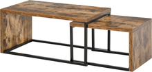 2 Tavolini da salotto impilabili e salvaspazio stile industriale legno e metallo