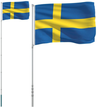 Sveriges flagga med flaggstång 5,55 m aluminium