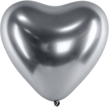 Hjärtballonger Krom Silver - 10-pack