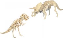 Houten 3D dino puzzel bouwpakket set T-rex en Triceratops