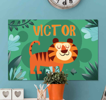 Canvas schilderij baby's Schattige tijger voor jongen met naam