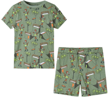Pyjamas med korta ärmar för barn ljus khaki 128