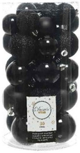 60x Zwarte kerstballen 4 - 5 - 6 cm kunststof mat/glans/glitter