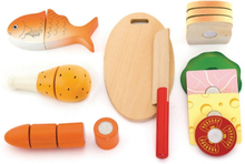 Viga Toys houten snijset snijplank met speelgoedeten 10-delig