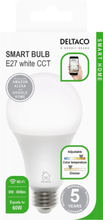 Deltaco Smart LED-Lampa E27, WiFi, dimbar, kall/varm-vit