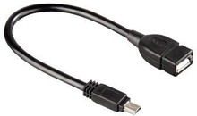 Hama 00039626, 0,15 m, Mini-USB B, USB A, USB 2.0, uros-/naarasliitin, musta