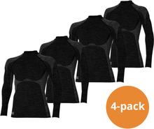 Heatkeeper Thermoshirt Lange Mouw Heren Premium 4-pack Zwart Melange-XXL