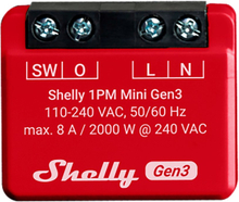 Shelly Plus 1PM Mini (Gen3) Smart Relæ - Rød