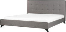 Sänky harmaa polyesteri kangas verhoilu 180 x 200 cm tuftattu sängynpääty napeilla sälepohja moderni tyyli