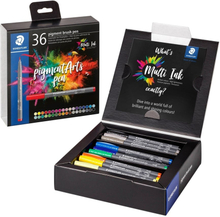 Staedtler Pigment Arts Brush Pen, 36 colours, Multicolour, Round, Plastic, Polypropylene (PP), Water-based ink, Adults & Children